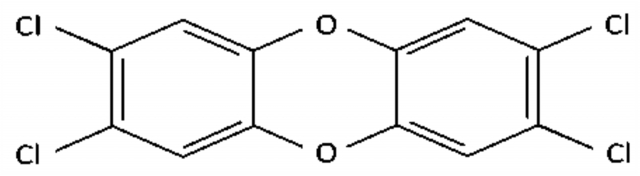 Самый токсичный диоксин — структурная формула 2,3,7,8-тетрахлордибензодиоксин (ТХДД С12Н4С14О2)