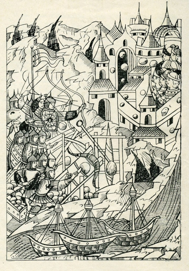 Осада Орлецов. Миниатюра из средневековой летописи