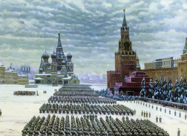 Константин Юон. Парад на Красной Площади в Москве 7 ноября 1941 года