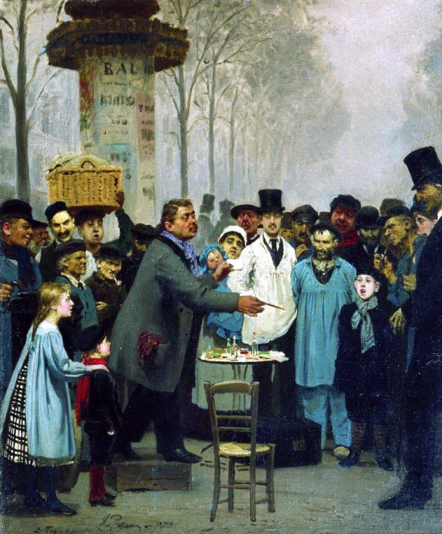 Илья Репин. Продавец новостей в Париже. 1873