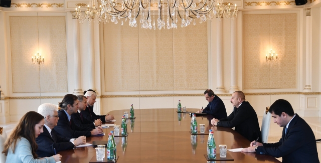 Президент Азербайджана Ильхам Алиев принимает сопредседателей Минской группы ОБСЕ от Франции и США 