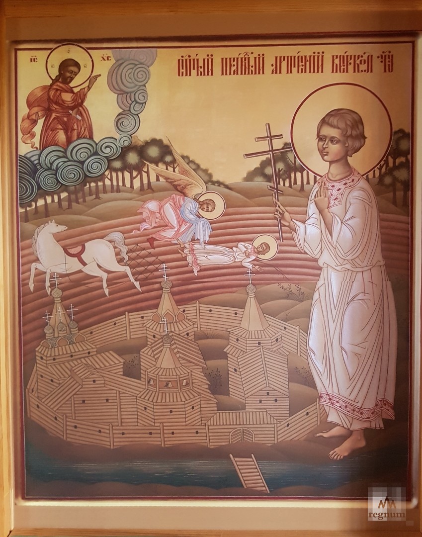 Житие Артемия Веркольского на иконе в Артемиевской церкви на Ежемени