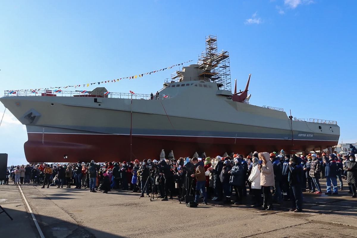 В Керчи спустили на воду патрульный корабль проекта 22160 «Сергей Котов»