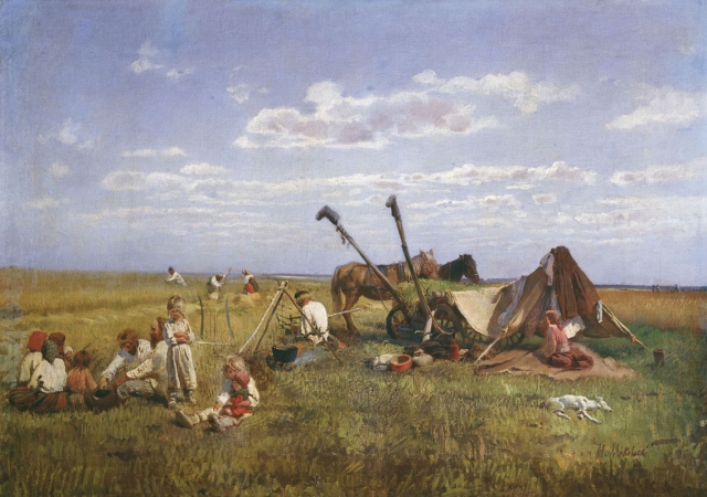 Николай Маковский. Крестьянский обед в поле. 1871