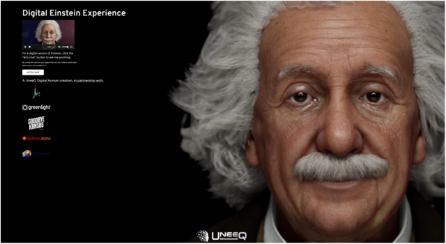Цифровой двойник Альберта Эйнштейна на сайте проекта Digital Einstein
