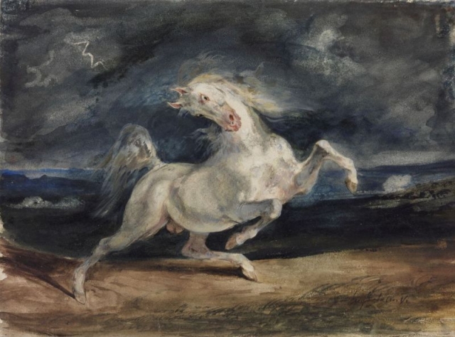 Эжен Делакруа. Испуганный конь в лунном свете. 1829