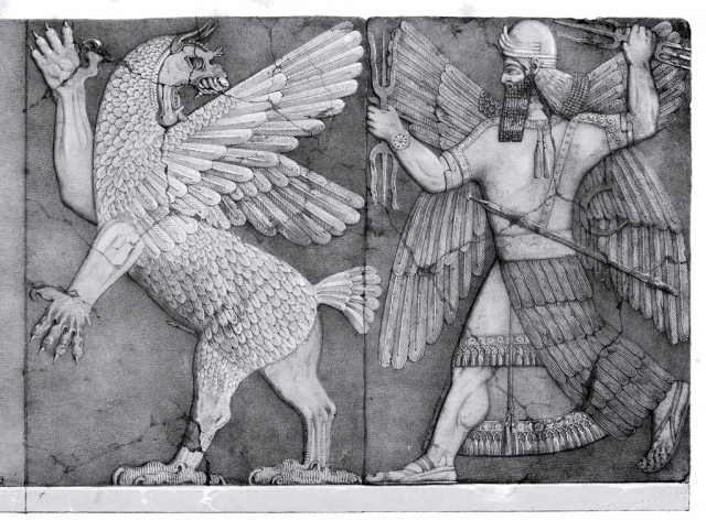 Анзуд, атакуемый Нинуртой. Барельеф из храма Нинурты в Нимруде. Ирак