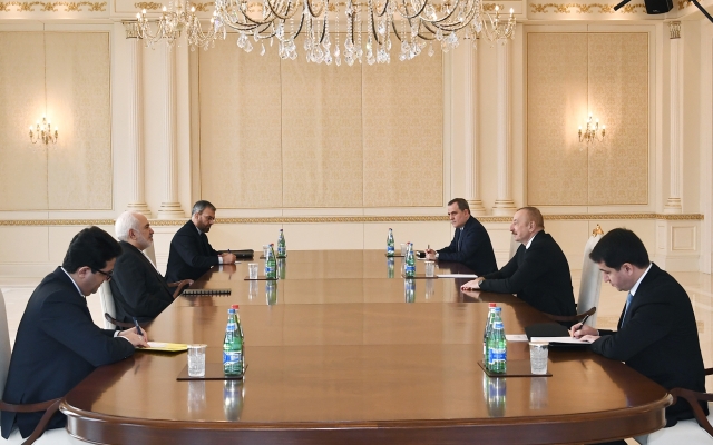 Министр иностранных дел Мохаммад Джавад Зариф на встрече с президентом Азербайджана Ильхамом Алиевым 