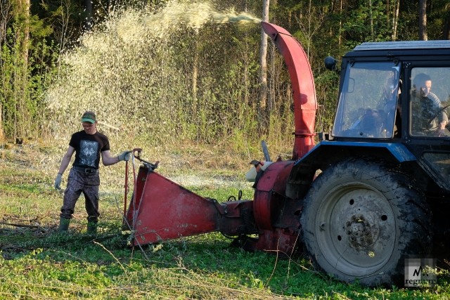 Ветки превращают в мульчу