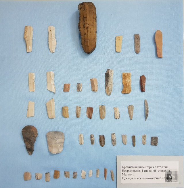 Кремневый материал эпохи мезолита из экспозиции Устьянского краеведческого музея