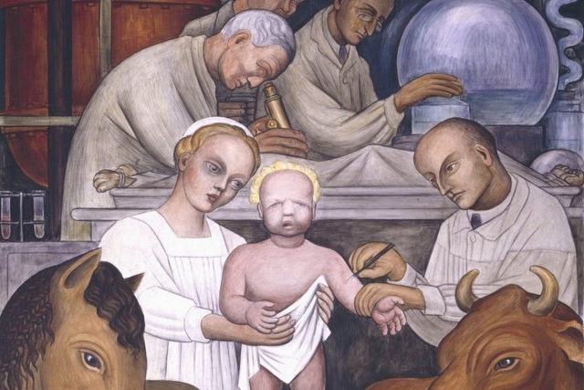 Диего Ривера. Вакцинация.  Фреска (фрагмент). 1932