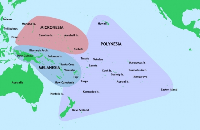 Три основные группы островов в Тихом океане