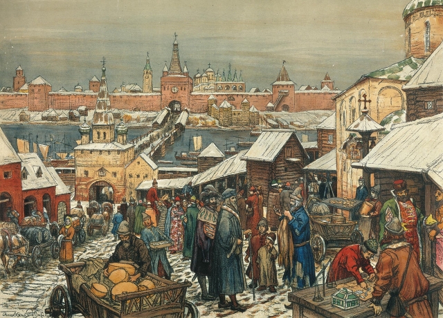 Апполинарий Васнецов. Новгородский торг. 1909