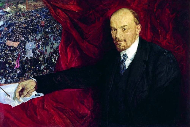 Исаак Бродский. В. И. Ленин и манифестация. 1919
