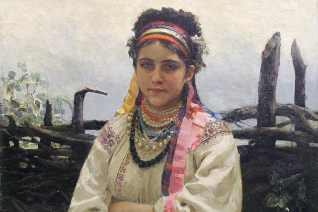 Илья Репин. Украинка у плетня (фрагмент). 1876