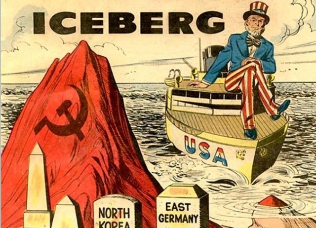 Красный айсберг для «Титаника США». Плакат США времен холодной войны