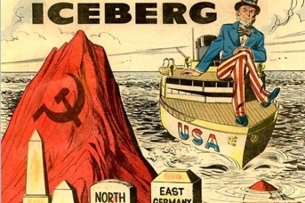 Красный айсберг для «Титаника США». Плакат США времён холодной войны