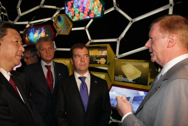 Анатолий Чубайс с Дмитрием Медведевым и Си Цзиньпином, 28 сентября 2010 