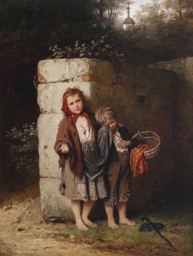 Бремен Иоган Георг. Дети- попрошайки. 1862