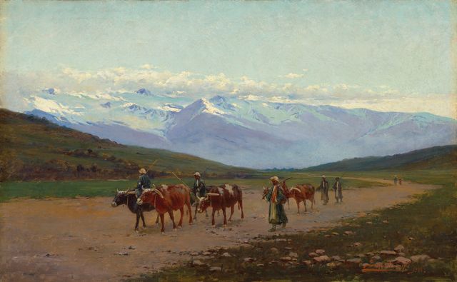 Рихард Зоммер. Кавказ. Крестьяне на дороге. 1903