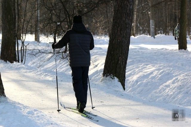 Лыжники в парке «Кусково»   