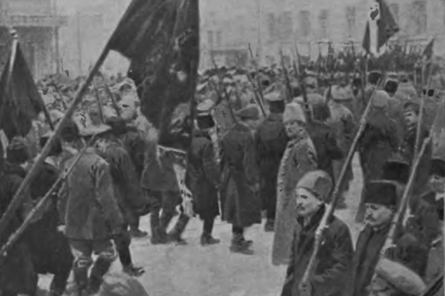 Украинские войска, верные Центральной раде, выступают из Киева для борьбы с большевиками. Зима 1917—1918 годов