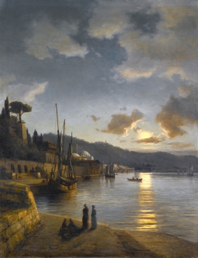 Антон Мельби. Турецкая гавань в лунную ночь. 1864