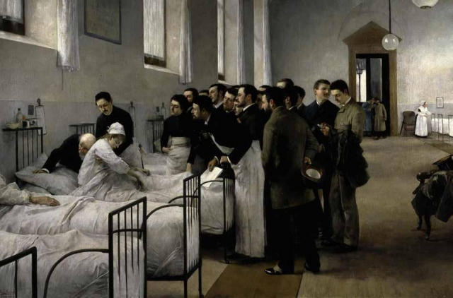 Луис Хименес Аранд. Больничная палата во время посещения главного врача. 1889