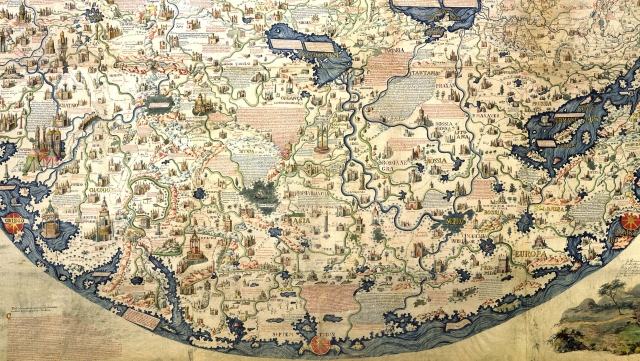 Россия на карте мира Фра Мауро . 1459 (север — внизу, юг — наверху)