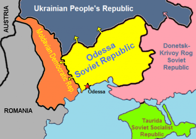 Территория Одесской советской республики в марте 1918 года