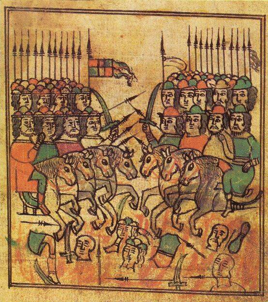 Куликовская битва. Миниатюра из летописи XVII века