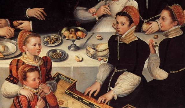 Неизвестный автор. Портрет Пьера Мушерона с семьей (фрагмент). 1563