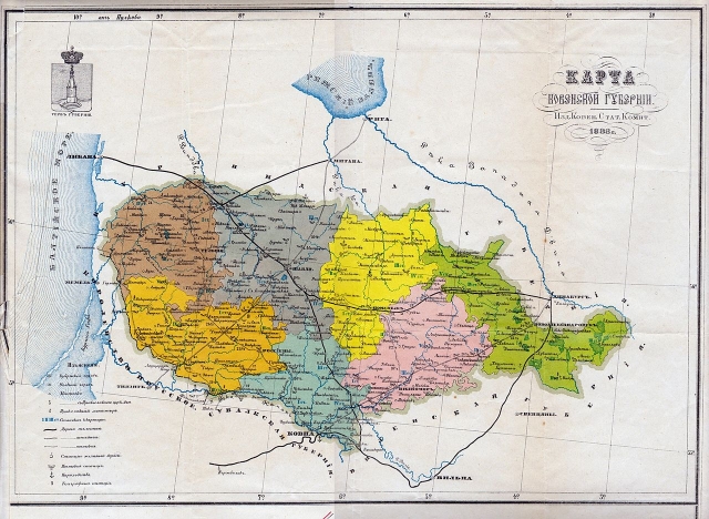 Карта Ковенской губернии. 1888 