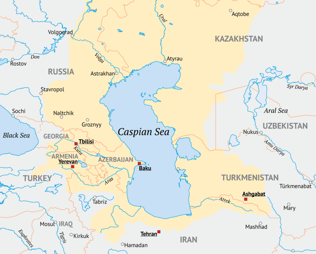 Карта стран у каспийского моря
