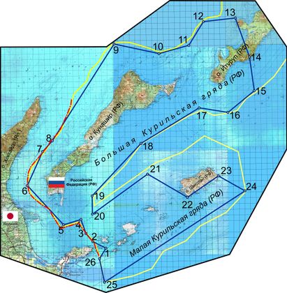Карта-схема морского района по межправительственному российско-японскому Соглашению от 21.02.1998 года.