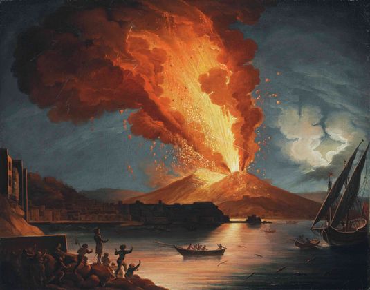Пьер-Жак Волер. Неаполитанский залив ночью с извергающимся Везувием. 1798-1802