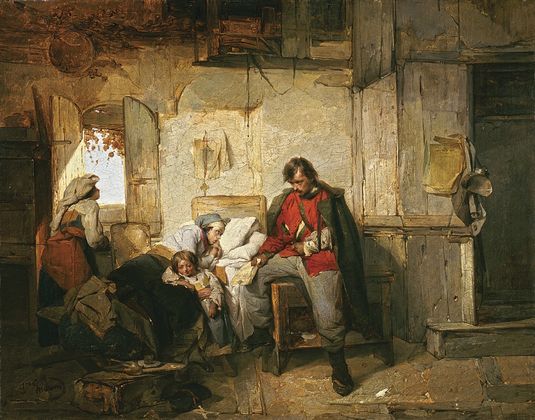 Индуно Доменико. Возвращение раненого солдата. Ок. 1854