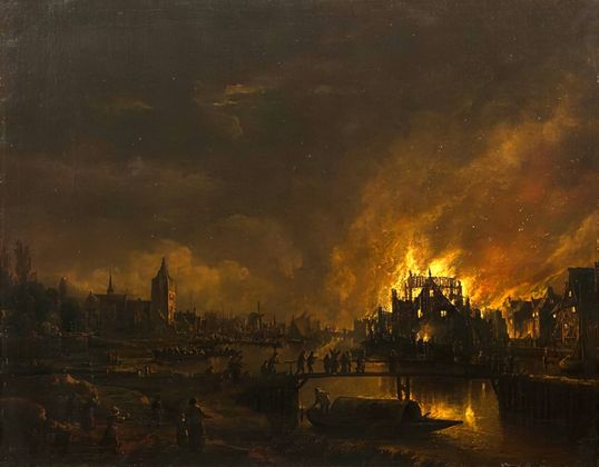 Арт ван дер Нер. Ночной пожар. 1650-е