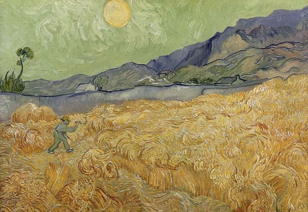 Винсент Ван Гог. Пшеничное поле со жнецом и восходом солнца. 1889