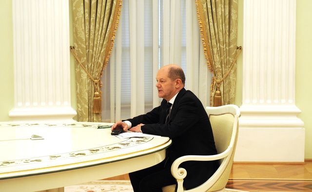 Федеральный канцлер Федеративной Республики Германия Олаф Шольц во время визита в Россию. Москва. 2022