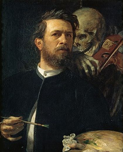 Автопортрет со Смертью, играющей на скрипке. Арнольд Бёклин. 1872 г.