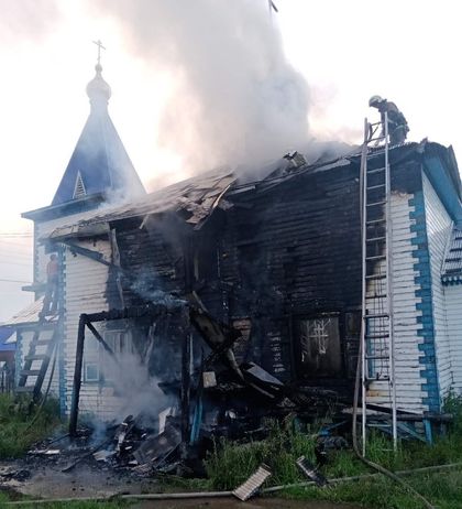 Пожар в церкви села Бичура, Бурятия