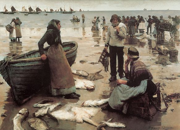 Стэнхоуп Форбс. Продажа рыбы на корнуоллском пляже