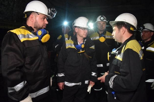 Сергей Кириенко и Денис Пушилин на шахте «Комсомолец Донбасса»