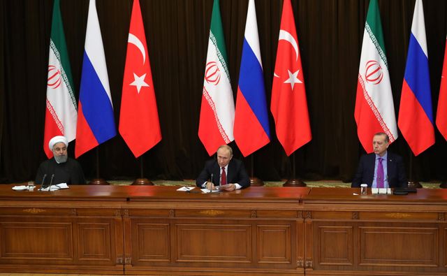 Президент Росии Владимир Путин, Президент Ирана Хасан Рухани и Президент Турции Реджеп Тайип Эрдоган