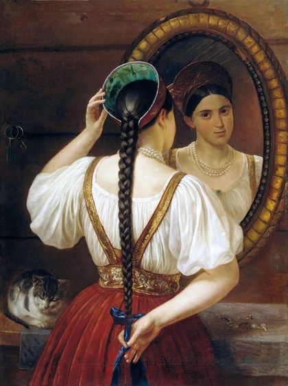 Филипп Будкин. Девушка перед зеркалом. 1848