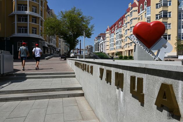 ул. Пешеходная с каскадом фонтанов в Ставрополе
