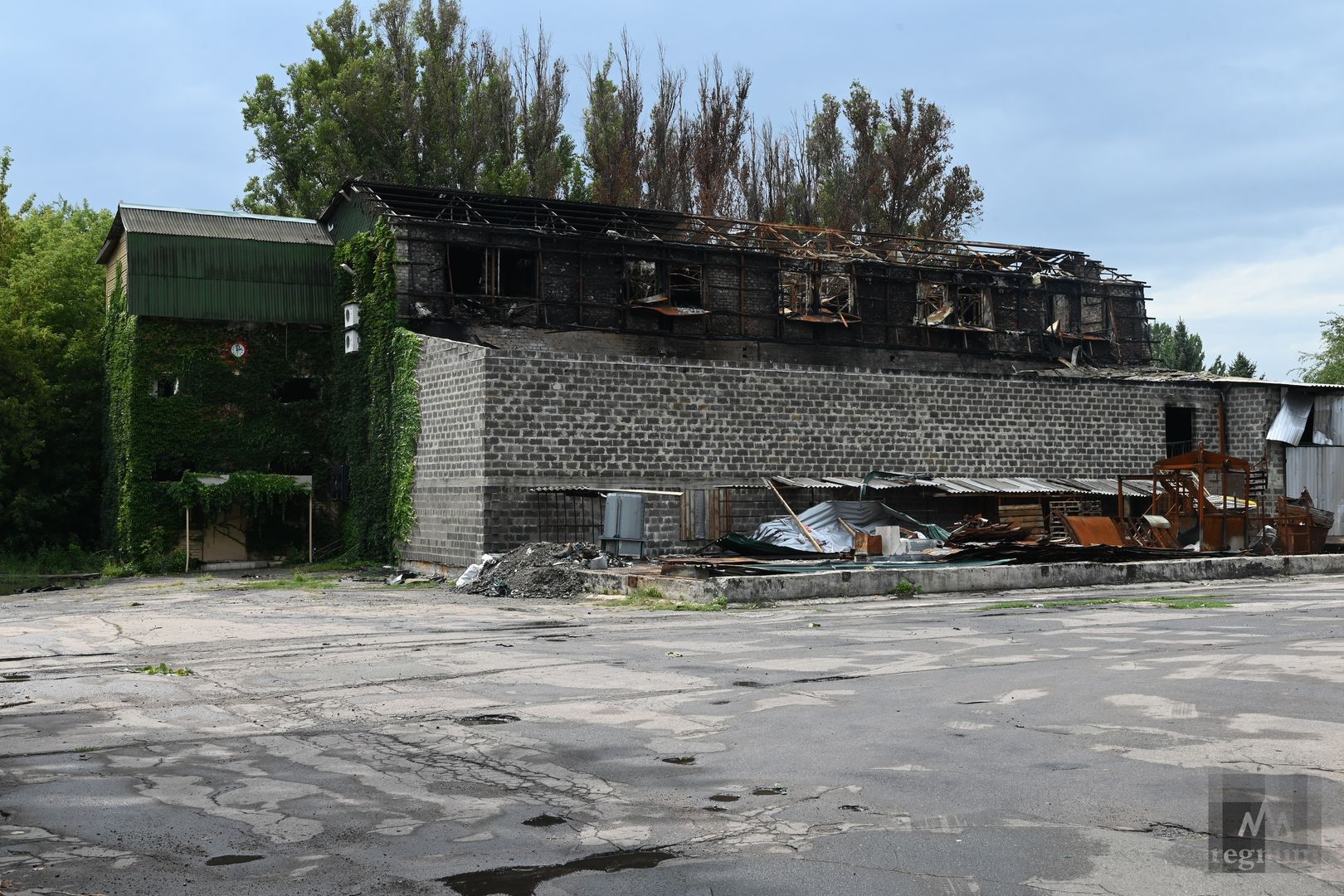 Территория водоканала на улице Щорса после обстрела. Донецк, 16 августа 2022 г.