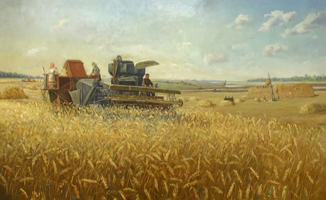 Иксан Ишпаев. Уборка урожая. 1955