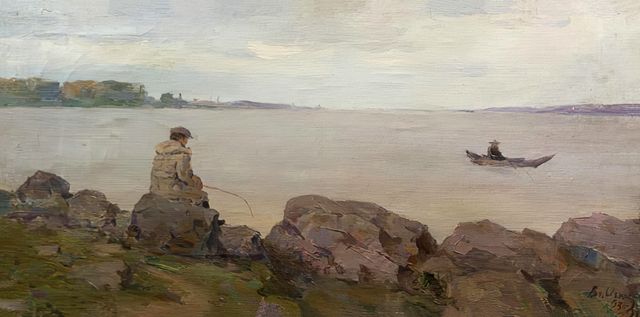 Владимир Игошев. На рыбалке. Озеро Шарташ. 1953